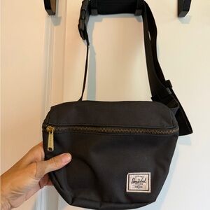 Herschel Supply Company Black Belt Bag with Gold Zip